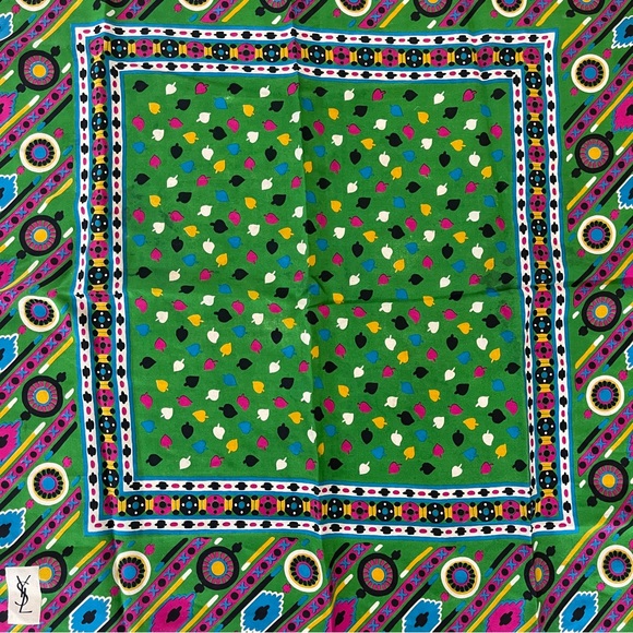 YVES SAINT LAURENT YSL 100% Silk Scarf - Picture 3 of 4